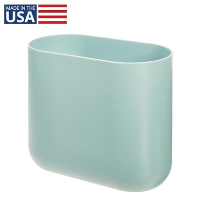 iDesign Small Slim Plastic Bathroom Trash Can, Blue | Garbage Can for Bedroom, Office, Desk, Dorm - color: Soft Aqua, style: Pack of 1