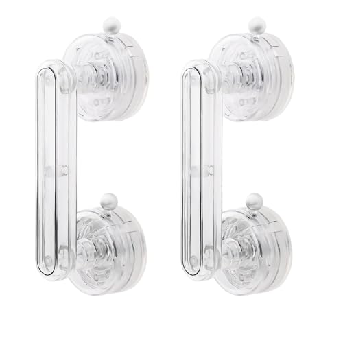 Transparent Non-Piercing Suction Grab Bar Heavy-Duty Waterproof Safety Handle for Bathroom, Shower Doors, Windows & Kitchen, Removable Handrails (2)