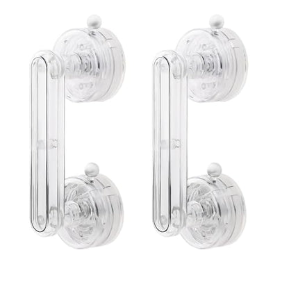 Transparent Non-Piercing Suction Grab Bar Heavy-Duty Waterproof Safety Handle for Bathroom, Shower Doors, Windows & Kitchen, Removable Handrails (2)