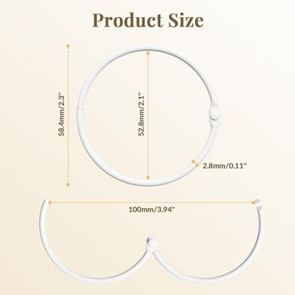 Bathway Anti-Drop Shower Rings, 12 Pcs Metal Rings for Curtain Rod, Rust Proof, White - color: White, style: Classic Round