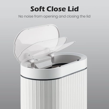 SYNCVIBE Bathroom Sensor Trash Can with Lid, 2 Gallon, White Black | Automatic Garbage Can, 7.5 Liter Smart Trash Bin, Waterproof Plastic Wastebasket for Office and Bedroom - color: White black
