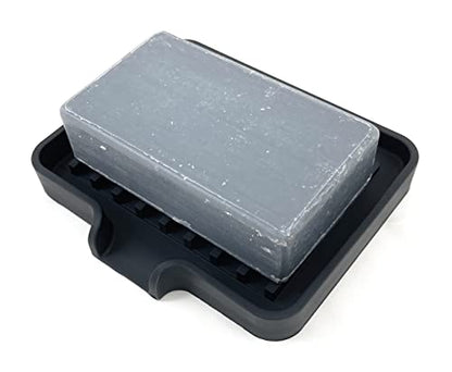 Silicone Soap Dish Tray and Sponge Holder with Drain Chute, Rectangular, Kitchen and Bathroom Sink Organizer (Black, 5.2"x4" (Set of 2), 7.2 Ounces) - color: Black, size: (SM) 5.2"x4" (2pcs)