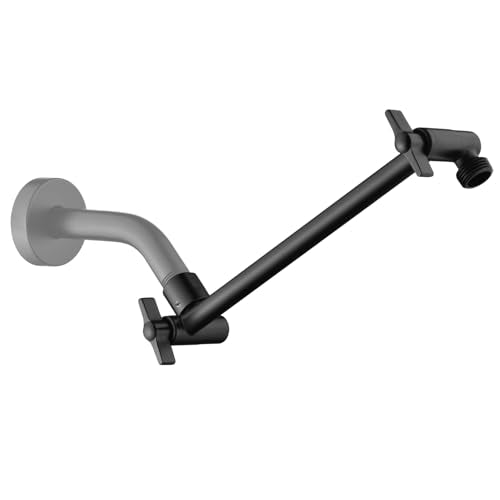 BRIGHT SHOWERS Shower Head Extension Arm with Locking Nut,Solid Brass 10 Inch Universal Shower Arm Extender for Rain and Handheld Showerhead, Height & Angle Adjustable, Matte Black - color: Matte Black, style: 10 Inch