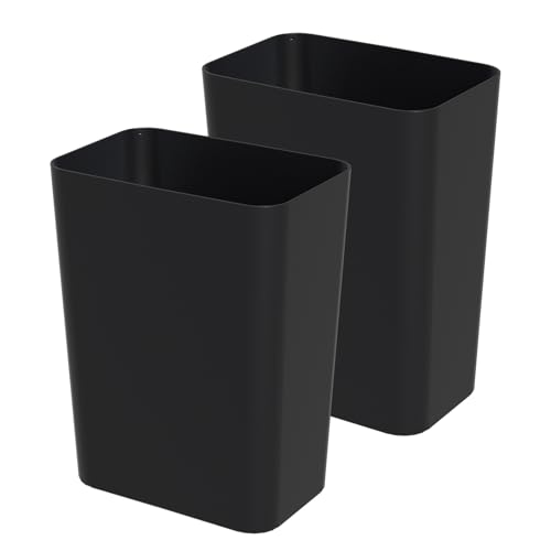 Xyskin 3 Gallon Rectangular Wastebasket, Plastic Trash Bin, Pack of 2 | Garbage Can Under Desk, Trash Bins Fits Narrow Space, Slim Space-Saving Deskside Garbage Can for Bathroom, Bedroom, Office