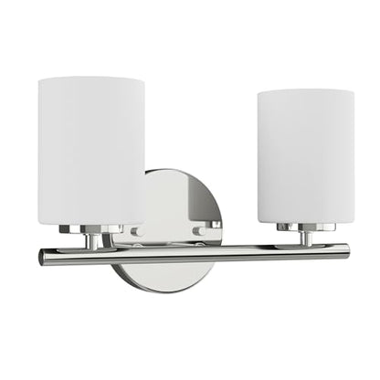 Replay Collection 2-Light Etched White Glass Modern Bath Vanity Light Polished Nickel - color: Polished Nickel, size: 2-Light