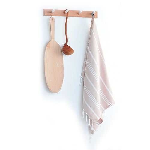 Cacala 100% Turkish Cotton Kitchen Tea Towels, Highly Absorbent Luxury Soft Quick Drying Dish Towel with Hanging Loop for Gym, Yoga, Bath, Sports, Cleaning and Kitchen (23 x 36), Beige - color: Beige