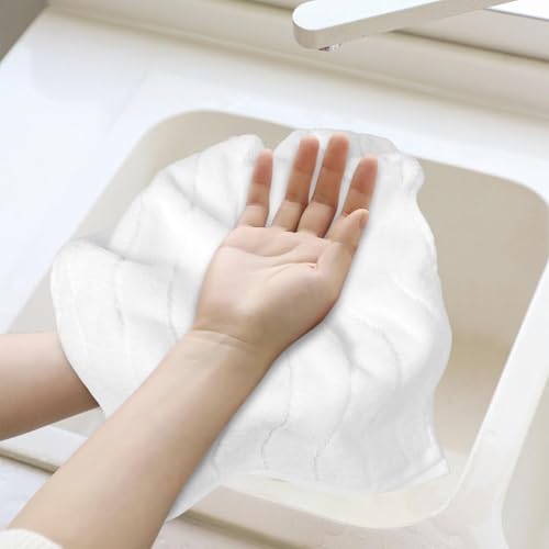White Hand Towels for Bathroom Wavy Jacquard - 2 Piece | Luxury Spa Hotel Hand Towel, Quick Dry Absorbent Face Towels, 13x29 Inches - color: White