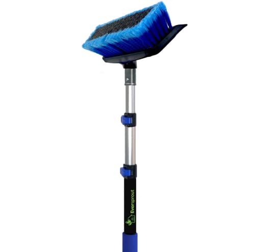 EVERSPROUT Scrub Brush, 1.5 to 3ft Pole, Rubber Bumper, No-Scratch | For Cars, Trucks, RV, Boats, Driveways, Decks, Patios, Decks, House Siding, 8-10ft Standing Reach, Non-Slip Grip, Lightweight - size: 3 feet