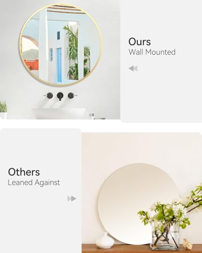 GAOMON 18 Inch Gold Round Wall Mirror, Metal Frame Mirror | Rust Resistant Aluminum Frame / Modern Round Mirror Design / Easy Wall Mount Installation