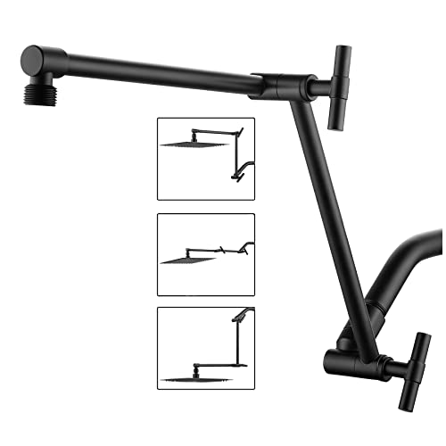 Shower Head Extension Arm - 13'' Shower Arm Extension for Rain & Handheld Shower Head, Height & Range Adjustable Shower Extension Arm with Locking Nuts, G1/2 Universal Connector, Matte Black - color: Matte Black