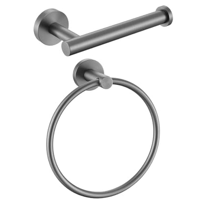 Gunmetal Gray 304 Stainless Steel Toilet Paper Holder, Towel Ring Bundle Bundle, Wall Mounted