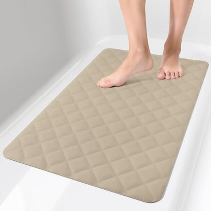 Yolife Bathtub Shower Mat Non Slip, Natural Rubber Bath Tub Floor Liner Mats with Strong Suction Cups for Inside Shower Bathroom, Machine Washable, Soft on Feet, 27.5 x 17 Inch, Brown - color: Brown