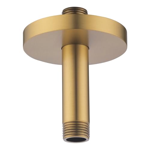 RANDOM Champagne Bronze Shower Arm with Flange 4 Inches Ceiling Mount Shower Head Extension Straight Arm Ceiling-Mounted For Fixed Shower Head.RD91038-4CB - color: 4″ Champagne Bronze(Round Flange)