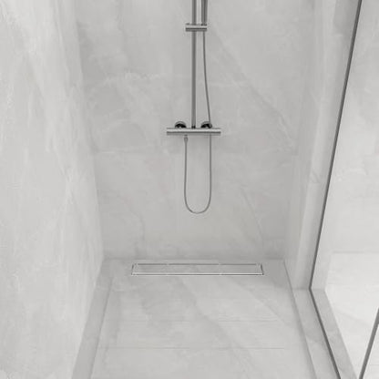 18 Inch Linear Shower Drain-Brushed Nickel, with Tile Insert Grate | AISI 304 Stainless Steel Shower Drain, Rectangle Shower Floor Drain with Leveling Feet, Fits Bathroom & Balcony etc - color: Brushed Nickel, size: 18 Inch