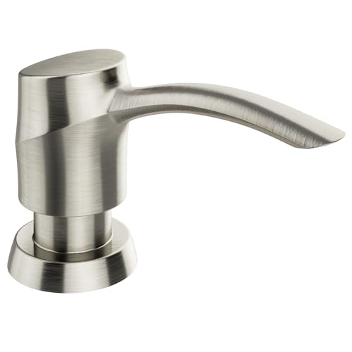 Soap Dispenser for Kitchen Sink Brushed Nickel， Built-in Dispenser, ABS Dispenser Pump with 17 oz PET Bottle, Refill from Top - color: Brushed Nickel, style: 17oz Bottle