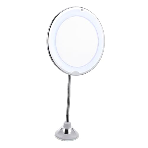 360degree Rotating Led Makeup Mirror with Magnification Cup Design for Bathroom Vanity for Eyeliner and Eyebrow Application Superior Clarity Without Distortion