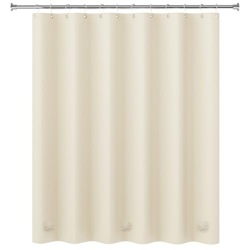 AmazerBath Beige Shower Curtain Liner Plastic, 8G PEVA Shower Liner Cream, Heavy Duty Shower Curtains for Bathroom, Cream Shower Curtain Waterproof 72x72 with 3 Weighted Stones and 12 Grommets - color: Beige, size: 72"W x 72"L (Pack of 1)