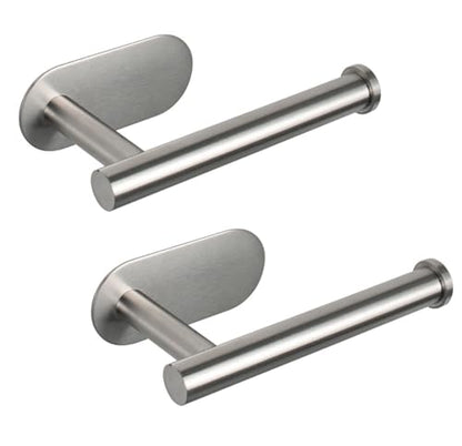 2 PCS Toilet Paper Holder, Premium SUS304 Stainless Steel Rustproof Wall Mounted Toilet Roll Holder No Drilling Toilet Tissues Holder for Bathroom, Washroom, Kitchen (Silver) - color: Silver