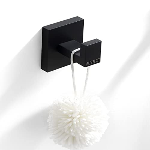 BUVLEOT Bathroom Towel Robe Hook, Wall Mounted, Matte Black,Single,071010-MB Les Series - size: Single Robe Hook - Les Series