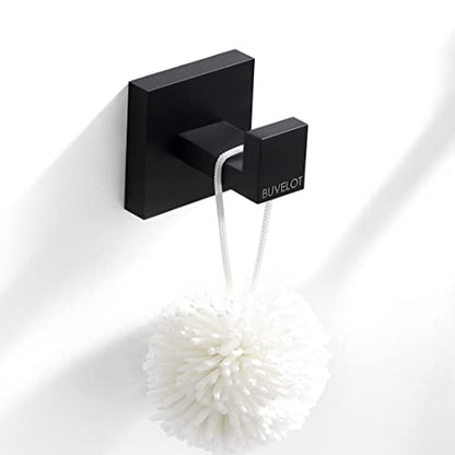 BUVLEOT Bathroom Towel Robe Hook, Wall Mounted, Matte Black,Single,071010-MB Les Series - size: Single Robe Hook - Les Series