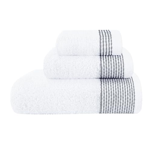 Ultra Soft 3 Pack Cotton Towel Set, Contains a Bath Towel 28x55 inch, a Hand Towel 16x24 inch & a Wash Coth 12x12 inch, Ideal Everyday use, Compact & Lightweight - White - color: White, size: 3 Pack Set
