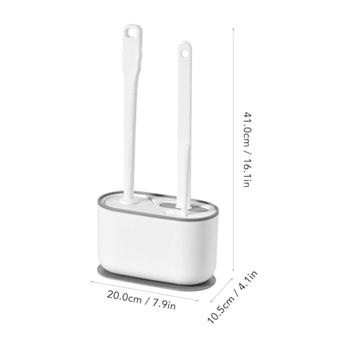 Cyrank Toilet Brush, Toilet Brush with Ventilated Holder Toilet Bowl Brush Plunger Set Toilet Brush Plunger Combo for Restrooms(White)