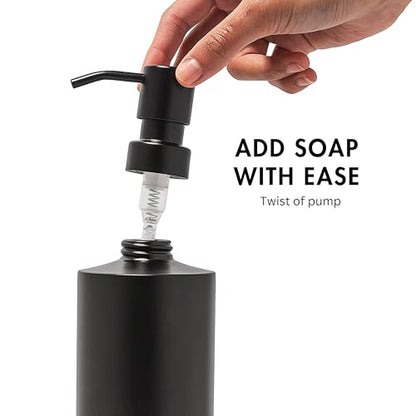 Black Round Stainless Steel Soap Dispenser, 15 oz - color: Black