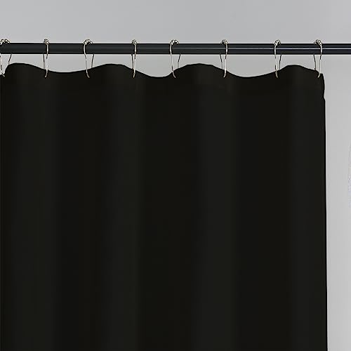 Waterproof Nylon Fabric Shower Curtain or Liner Machine Washable & Breathable Black 72x78inch (Standard Size) 1 Panel