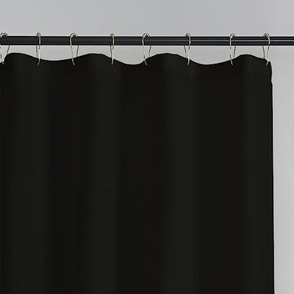 Waterproof Nylon Fabric Shower Curtain or Liner Machine Washable & Breathable Black 72x78inch (Standard Size) 1 Panel