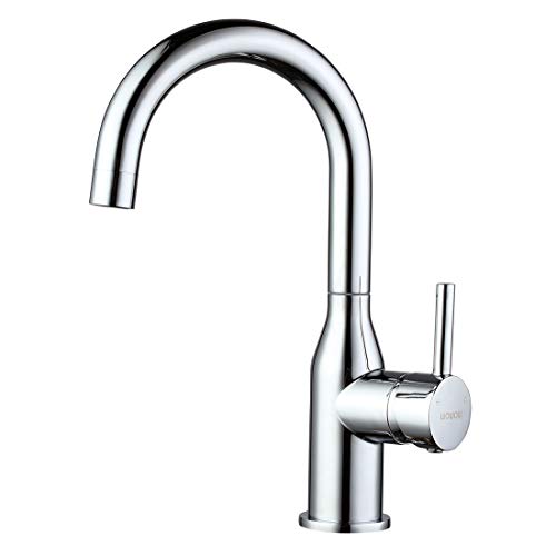 WOWOW Bar Sink Faucet Chrome Modern Single Handle Bar Faucet 1 Hole Small Kitchen Sink Faucet 360 Swivel RV Sink Faucets Mini Bar Tap with Water Supply Hoses - color: Chrome