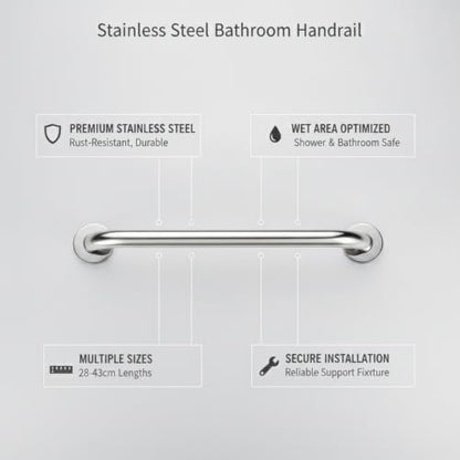 Stainless Steel Bathroom Grab Bar, Silver Textured Grip Handrail for Shower and Bathtub, Durable Wall Mount Rail - size: 11.02 x 0.98 x 2.95 in