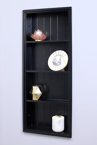14x36 Sloane Recessed Wall Niche Medicine Cabinet Replacement, in The Wall Bathroom Cabinet Insert Shelf/Shelves, Made in North America, Real Wood, NO MDF, Beadboard, Black - color: Black, size: 14x36