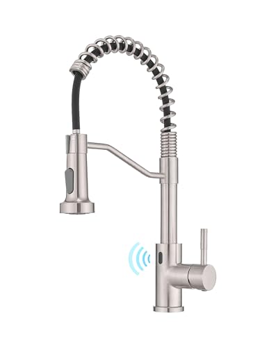 AIMADI Touchless Kitchen Faucet with Pull Down Sprayer,Brushed Nickel | Motion Sensor Kitchen Sink Faucet,Smart Hands Free,Stainless Steel Spring Faucets for Farmhouse RV Utility Sink - color: Brushed Nickel-1