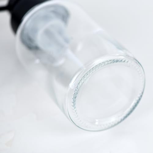 15 oz Amber-Tinted Thick Glass Foaming Soap Dispenser, Refillable Foaming Soap Dispenser with Black Rust-Proof Foam Pump, Suitable for Bathrooms and Kitchens (1, Clear) - color: Clear