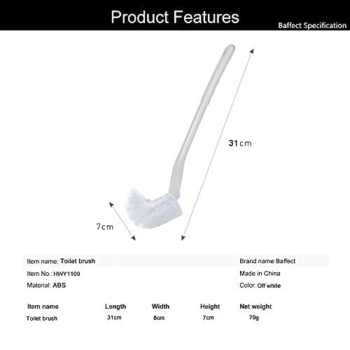 Baffect Curved Toilet Brush with Long Anti-Slip Grip Handle (Plastic) | Toilet Cleaning Brushes Strong Decontamination Hanging Portable Toilet Bowl Brush Bathroom Accessories