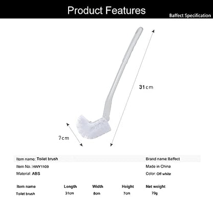 Baffect Curved Toilet Brush with Long Anti-Slip Grip Handle (Plastic) | Toilet Cleaning Brushes Strong Decontamination Hanging Portable Toilet Bowl Brush Bathroom Accessories