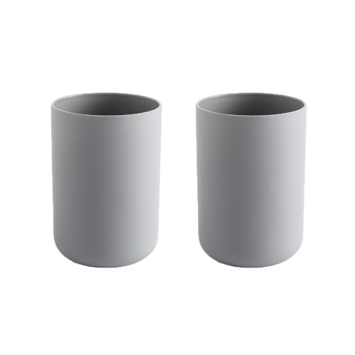 Bathroom Plastic Toothbrush Cup, Tumbler for Home Bathroom Toothbrush Holder, Unbreakable Dishwasher Safe, Reusable and Sturdy Drinking Cup, 11 OZ (Grey & Grey)