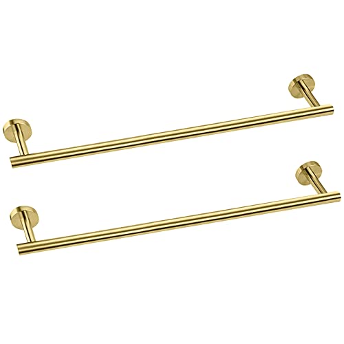 Cilee 2 Pieces Brushed Gold Bathroom Towel Bar, 24 Inch Towel Holder | Double Towel Racks, Bathroom Towel Holder, Towel Hanger for Bathroom Stainless Steel Wall Mount - color: Gold, size: 24inch