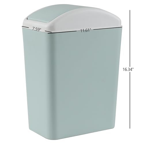 4.5 Gallon Plastic Trash Can with Lid, Swing Top Garbage Bin, Blue | Small Slim Swing Lid Trash Bin - color: Blue