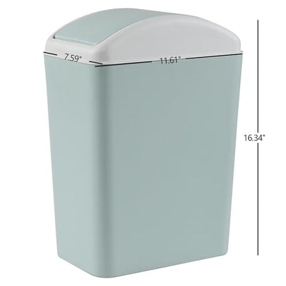 4.5 Gallon Plastic Trash Can with Lid, Swing Top Garbage Bin, Blue | Small Slim Swing Lid Trash Bin - color: Blue
