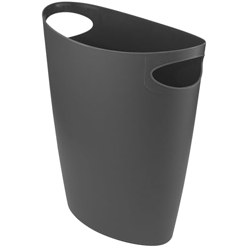 Superio Slim Bathroom Trash Can 2 Gallon Grey Plastic Small Compact Waste Basket for Bedroom, Dorm, Under Office Desk Dustbin - size: Grey