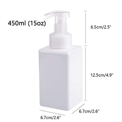Foaming Soap Dispenser, 22oz Plastic Refillable Pump Bottle, 2 Pack, White | Hand Dispenser for Liquid Soap, Shampoo & Body Wash – Saves Soap with Rich Foam, Reusable, Easy to Refill, BPA-Free - color: White, size: 15 oz (2 Pack)