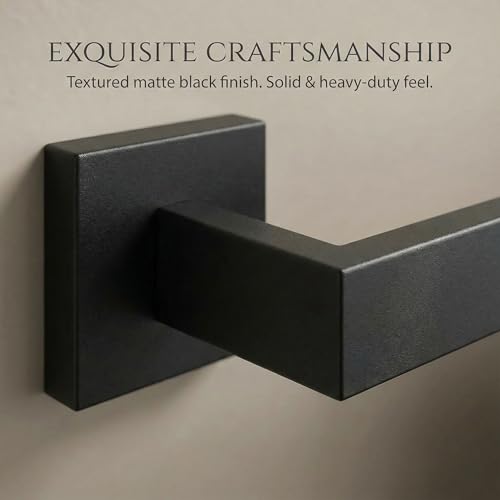 Matte Black Bathroom Hardware Set 5-Piece, Modern Square SUS304 Stainless Steel Bath Accessory Kit with 23.6" Towel Bar - color: Matte Black
