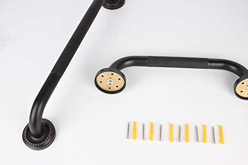 16-Inch Grab Bar Featuring Anti-Slip Handrail, Solid Brass, Oil Rubbed Bronze, Heavy-Duty Construction Armrest, Bathroom Bathtube Shower Safety Rail - color: Mh, size: 16 Inch (Pack of 1)