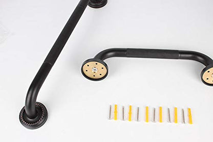 16-Inch Grab Bar Featuring Anti-Slip Handrail, Solid Brass, Oil Rubbed Bronze, Heavy-Duty Construction Armrest, Bathroom Bathtube Shower Safety Rail - color: Mh, size: 16 Inch (Pack of 1)