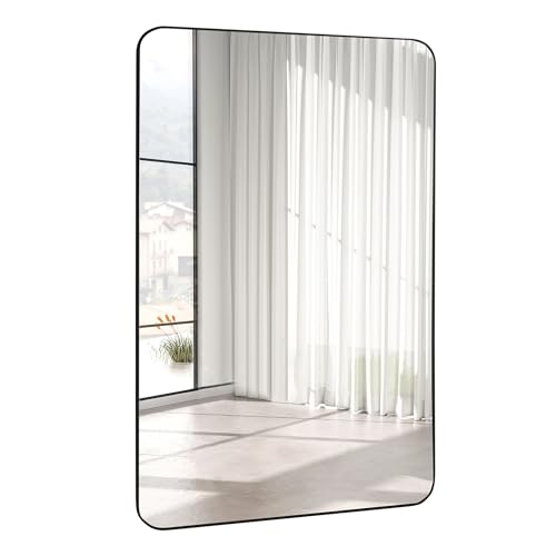 Black Bathroom Mirror,24 x 36 Inch Rectangle Wall Mirror with Wood Frame | Vanity Modern Tempered Glass Mirror for Bedroom,Entryway,Living Room - color: Black B, size: 36"L x 24"W