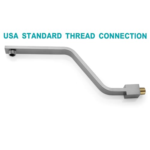 16 Inch S Shape Brushed Nickel Shower Head Arm, Square Wall Mounted Shower Arm and Flange Included - color: Brushed Nickel