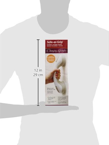 Safe-er-Grip Safe-er-Grip Changing Lifestyles Suction Cup Grab Bars for Bathtubs & Showers; Safety Bathroom Assist Handle, White & Grey, 12 inches | Changing Lifestyles, For Bathtubs & Showers, Safety Bathroom Assist Handle - color: White Grey Accents, si