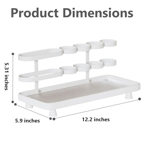 YOOLENS Electric Toothbrush Holder for Bathroom Countertop 5 Metal Slots Toothpaste Razor Mouthwash Organizer, White - color: White