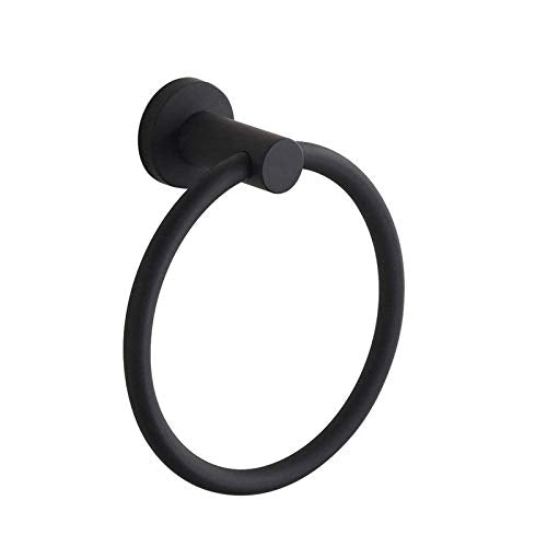 BGL 304 Stainless Steel Towel Ring Hanging Round Simple Black Towel Circular Holder - color: Matte Black